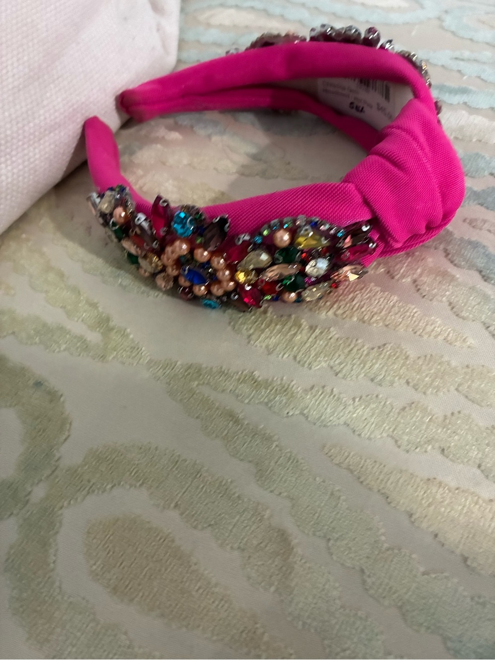 Bright Pink Jeweled Knot Headband